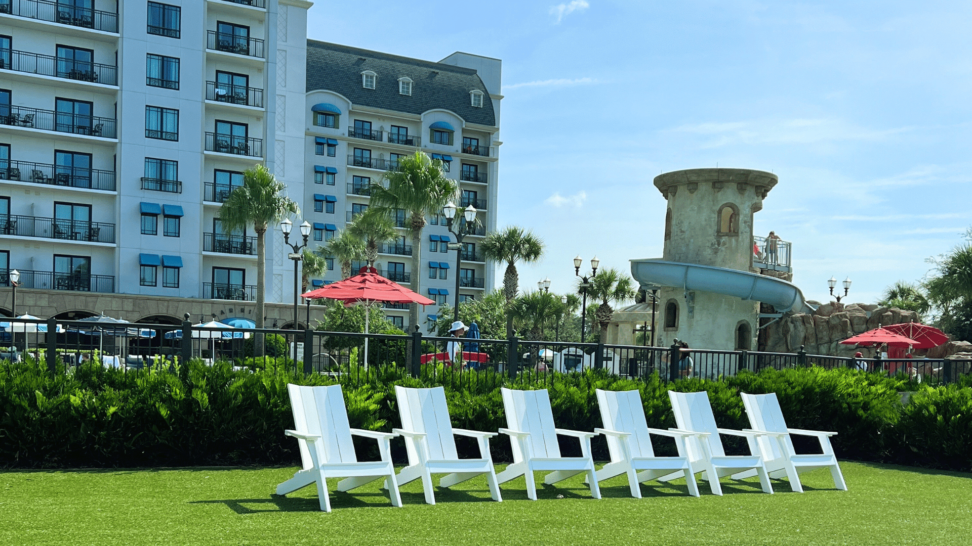 Panoramic view of Disney's Riviera Resort showcasing its Mediterranean-inspired architecture